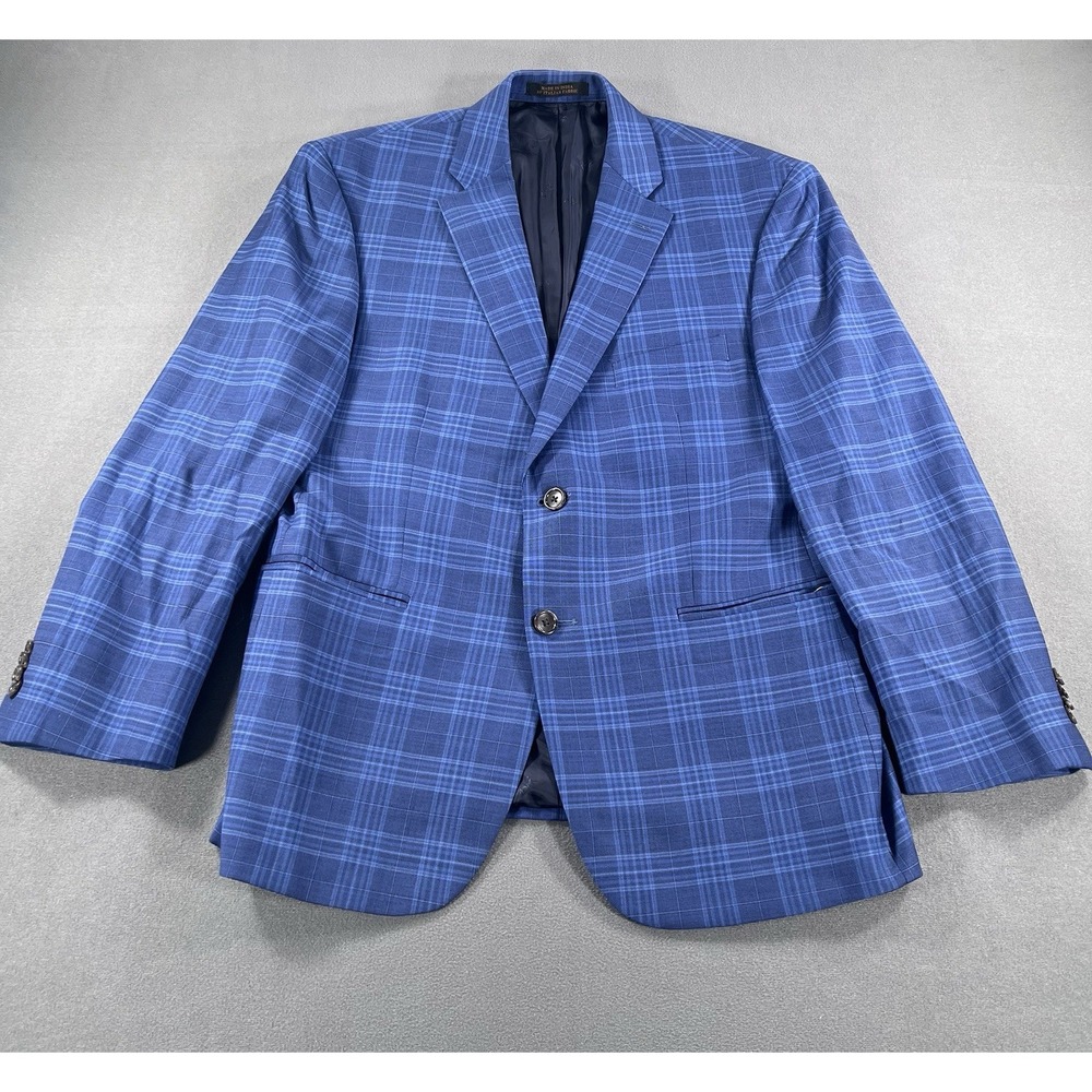 Jos A Bank RESERVE Super 120s Blue Plaid Wool Sport Coat 42S Tailored Blazer